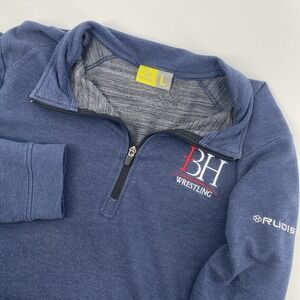 Rudis Pullover Mens Large Blue 1/4 Zip Wrestling Grappling Sports Warmup